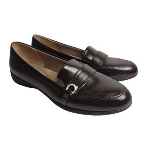 LifeStride Loafers Women's Brown Faux Leather Casual Slip-on Shoes Size 9.5M